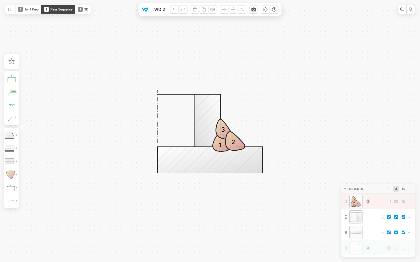 The empty Weldia Designer 2 editor with its bars and palettes