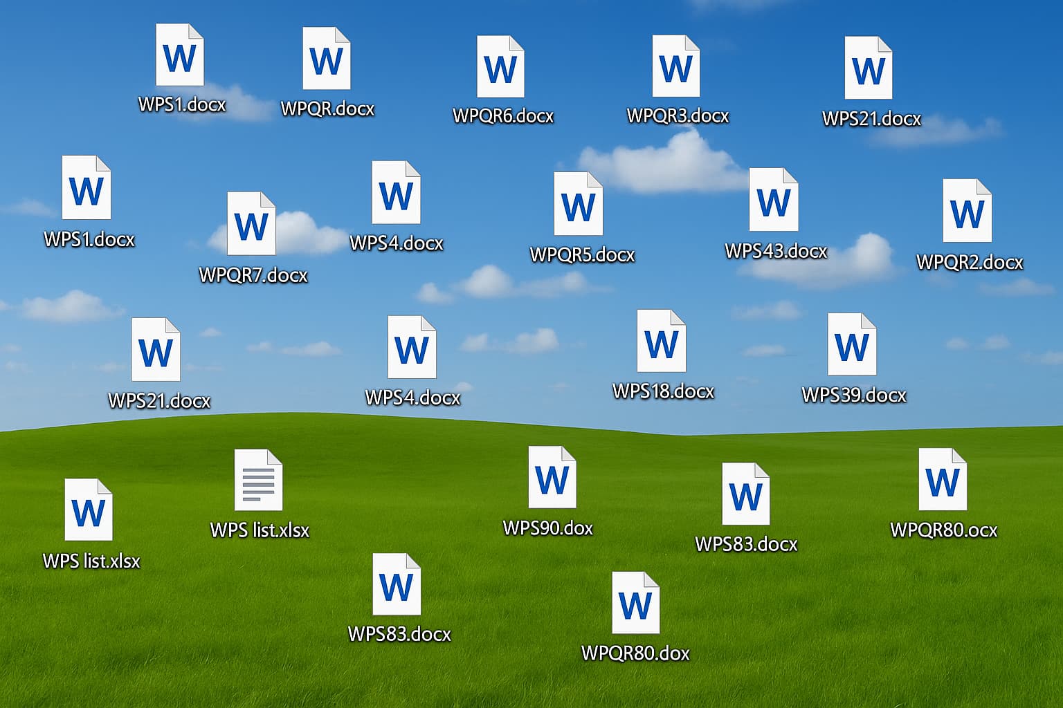 Messy desktop with unordered document icons